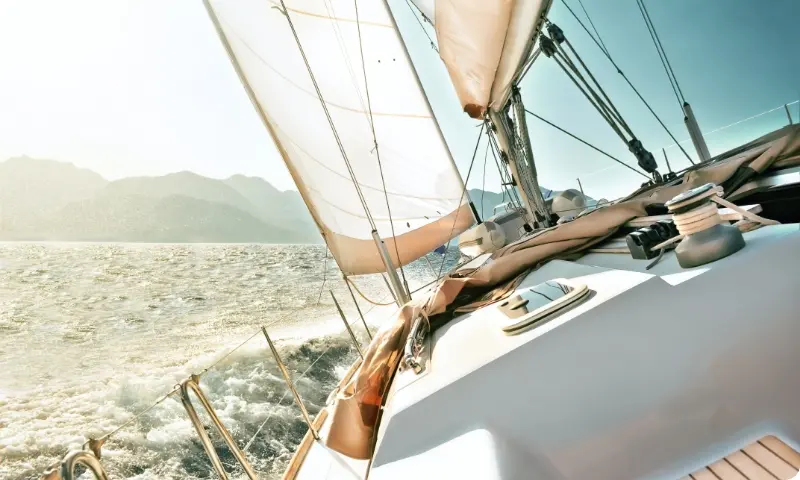Boat at Sea near Land